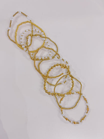Gold Pearl Bracelet Stack
