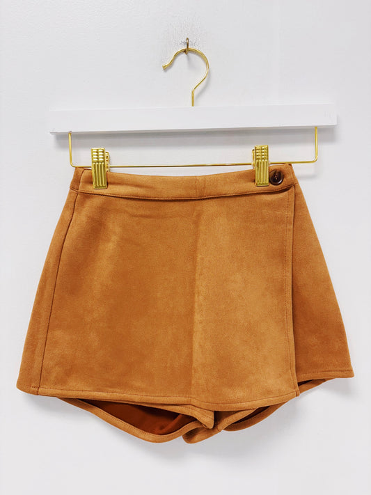 Sadie & Sage Camel Faux Suede Skort