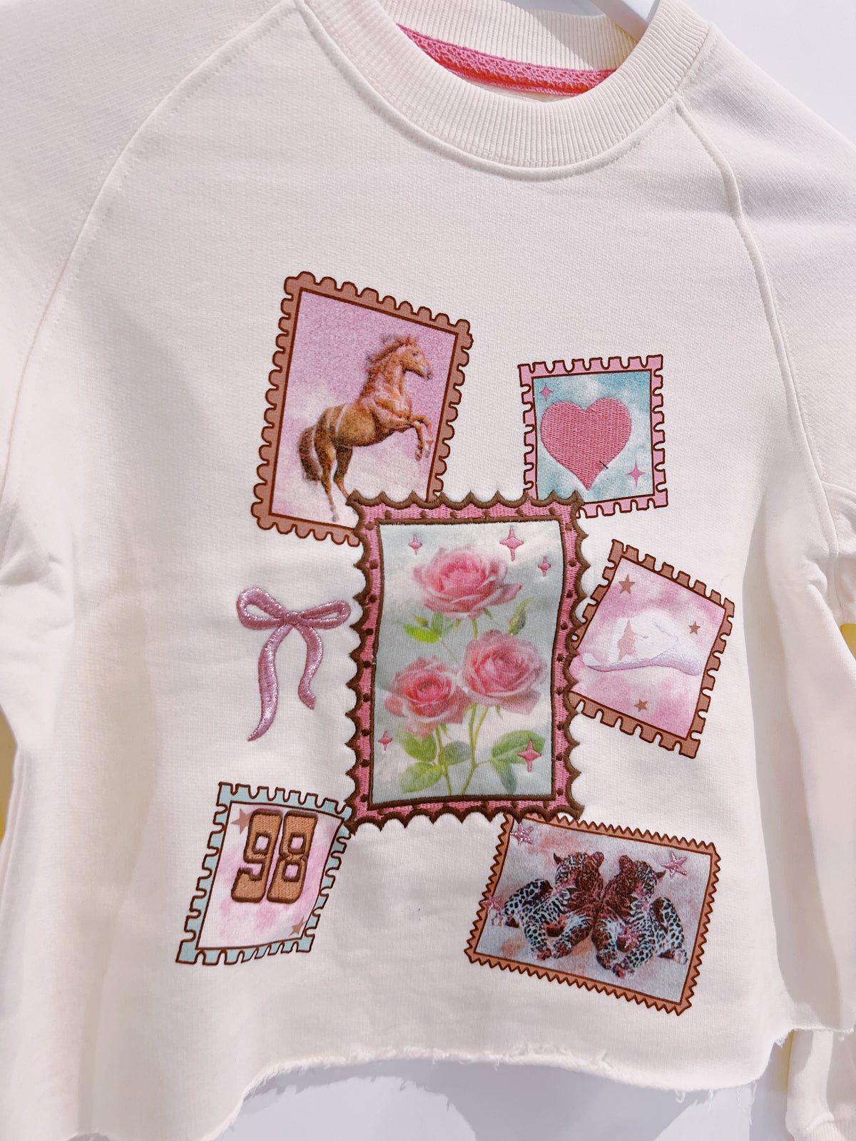 Paper Flower Stamps Embroidery Sweatshirt
