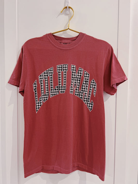 LuLu Mac Adult Houndstooth Crimson Tee