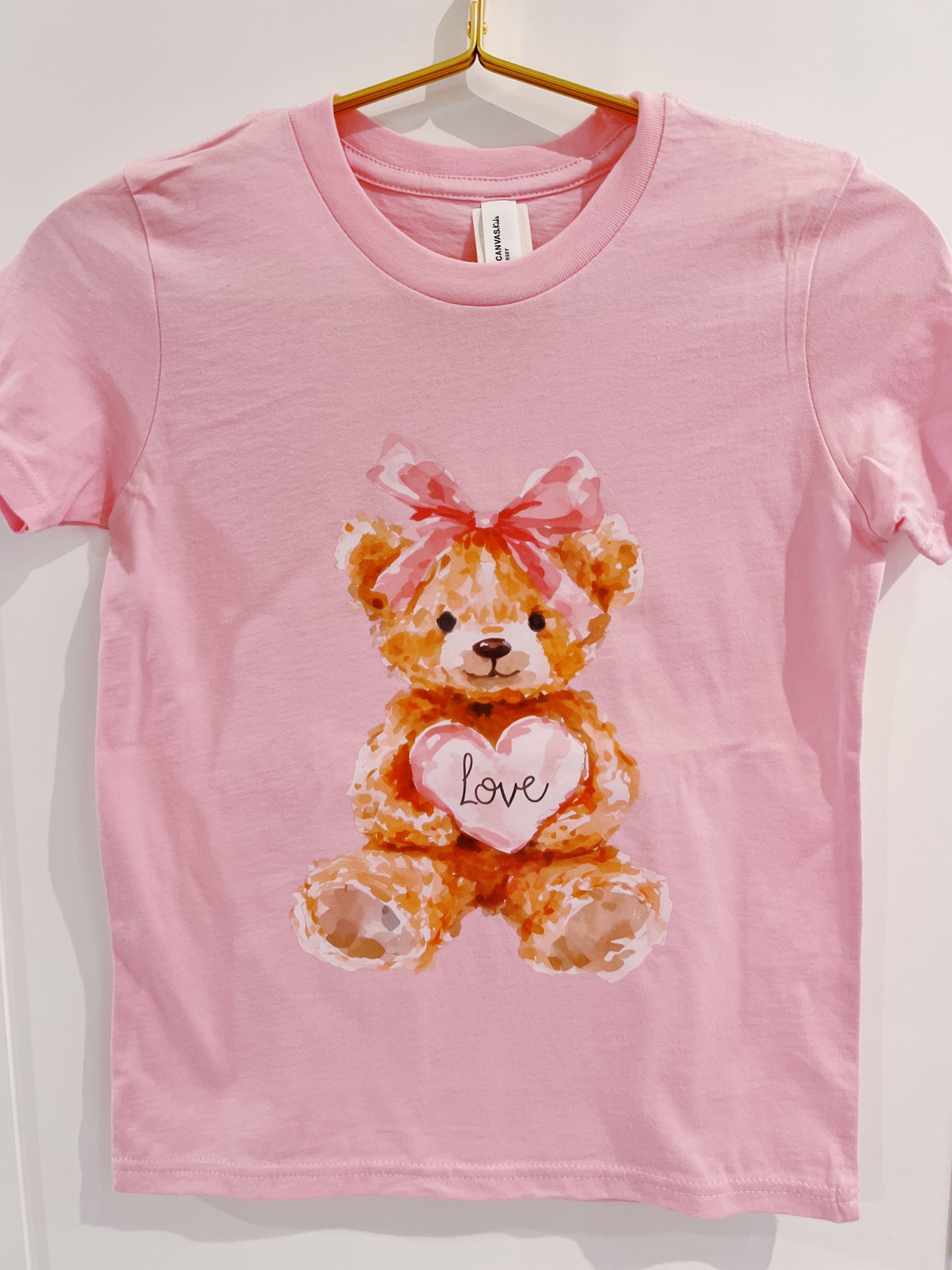 Pink Teddy Bear Valentines Graphic Tee
