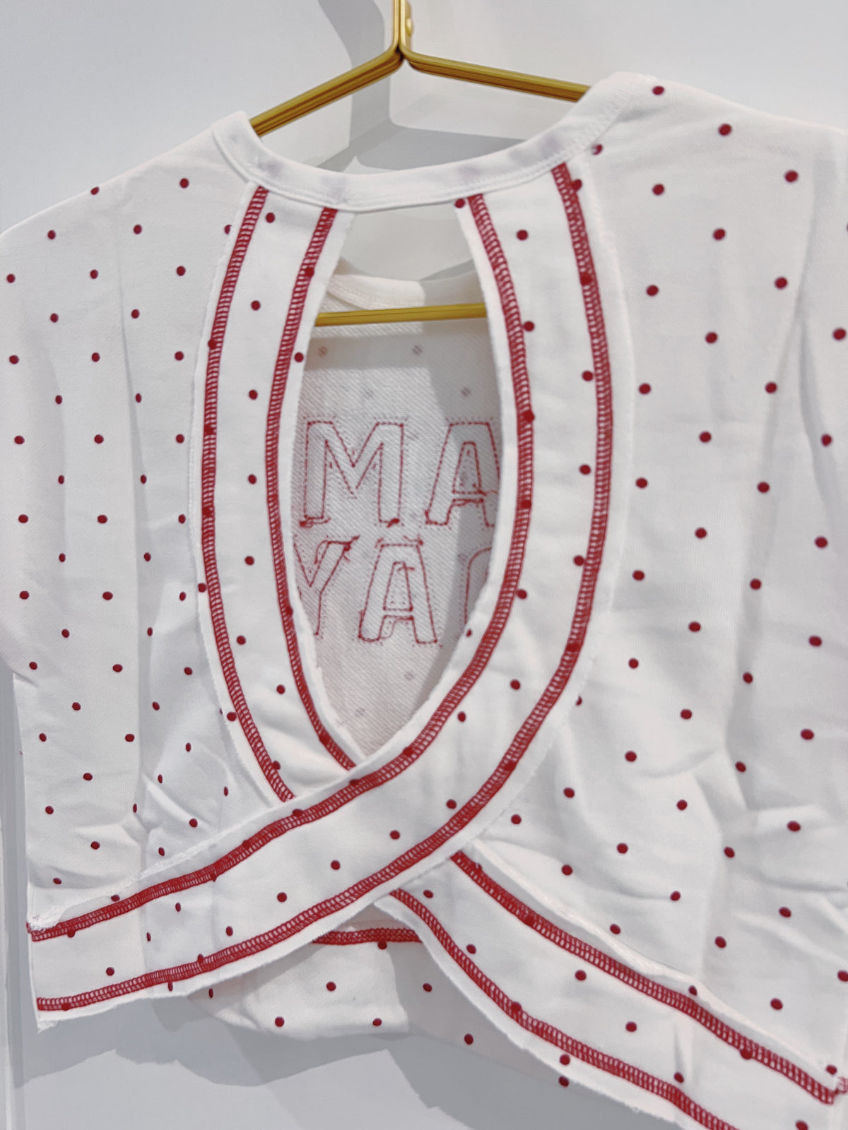 Hayden Crimson Polka Dot Game Day Top