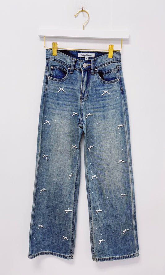 Vintage Havana Rhinestone Bow Denim
