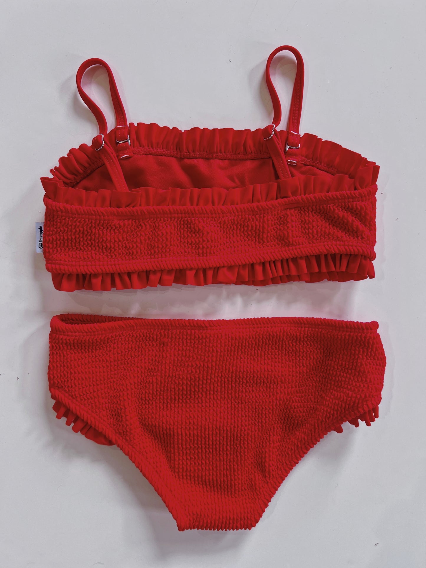 Red Crinkle Bandeau Bikini