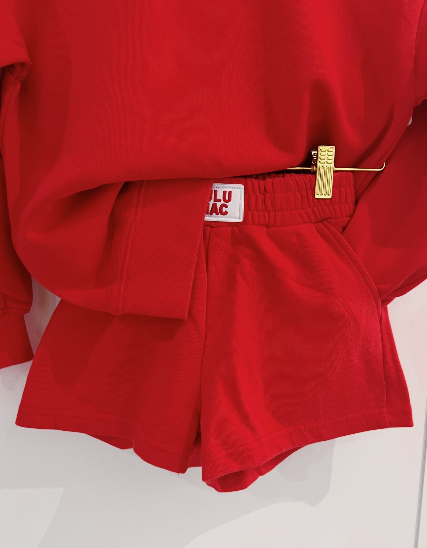 LuLu Mac Kid Terry Cloth Shorts- Red