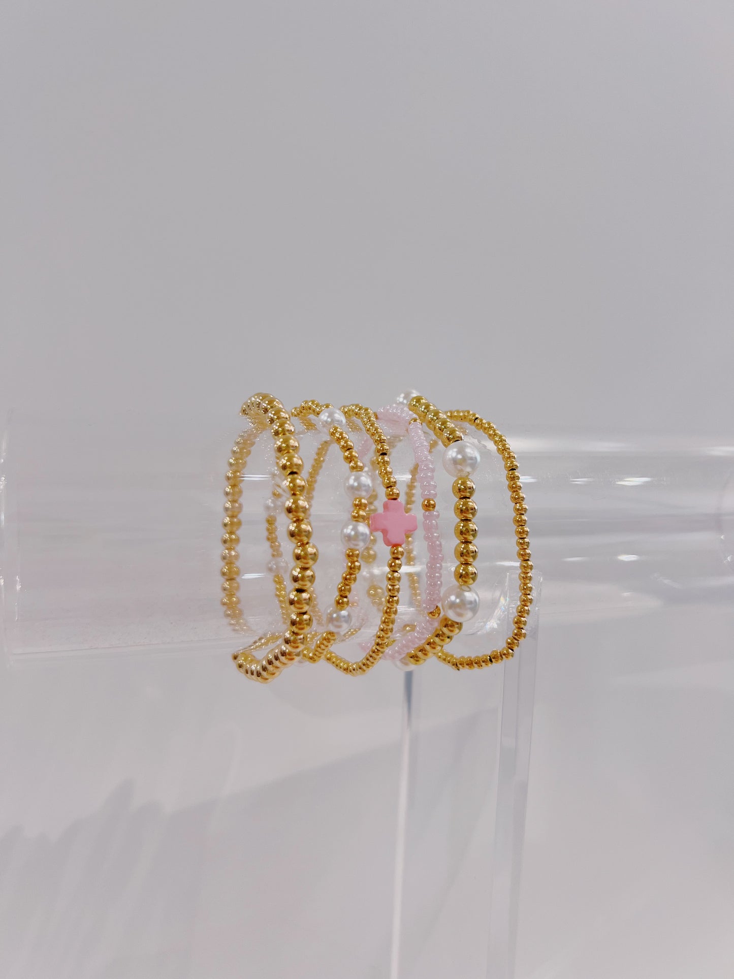 Pink Cross Bracelet Stack
