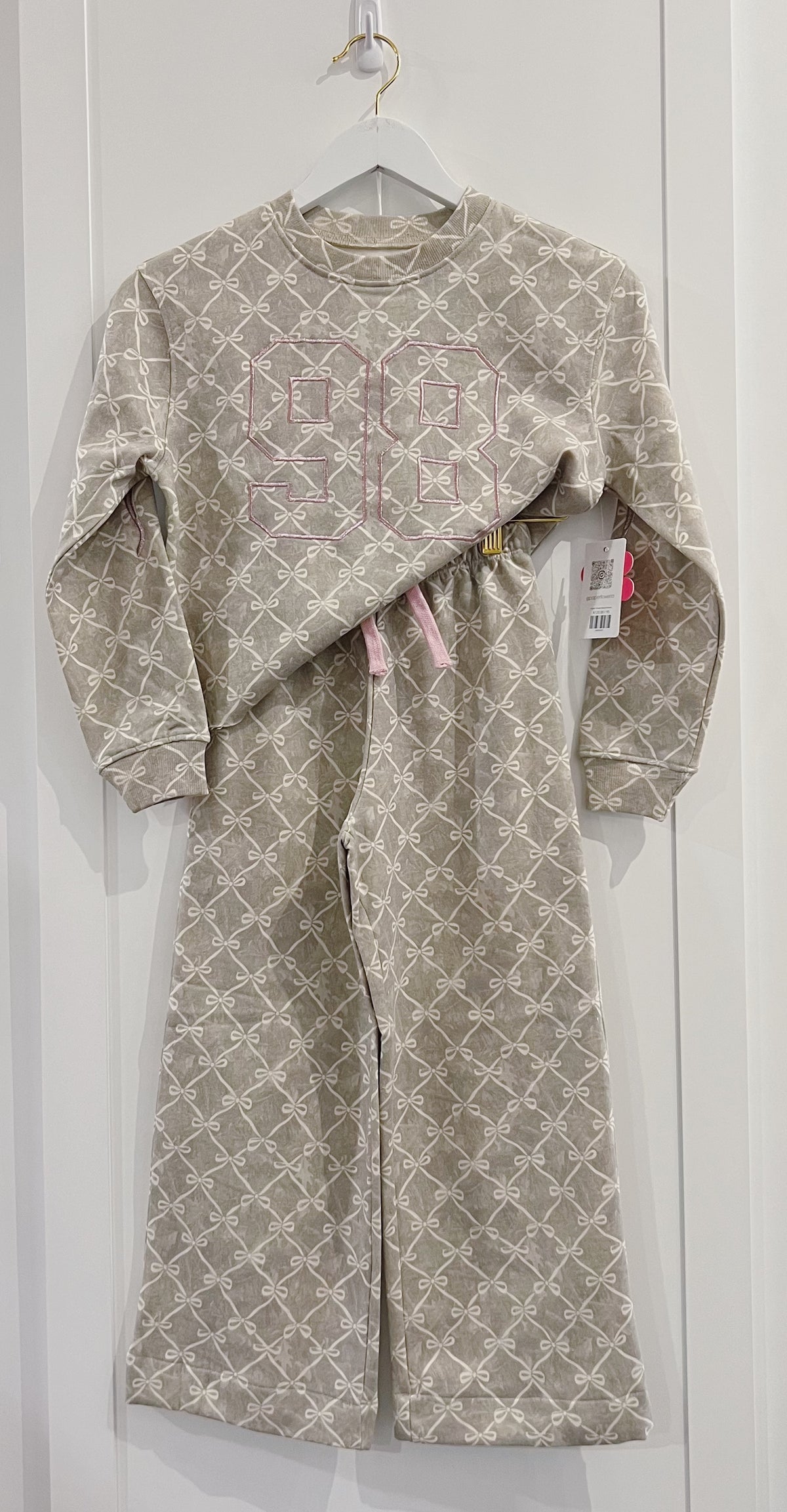 Paper Flower Bow Pattern Pant Set