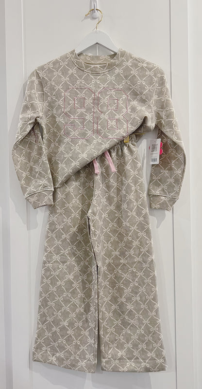Paper Flower Bow Pattern Pant Set