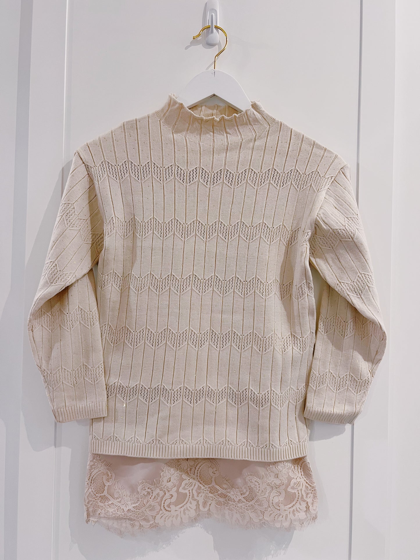 Mayoral Cream Lace-Knit Dress