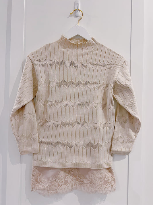 Mayoral Cream Lace-Knit Dress