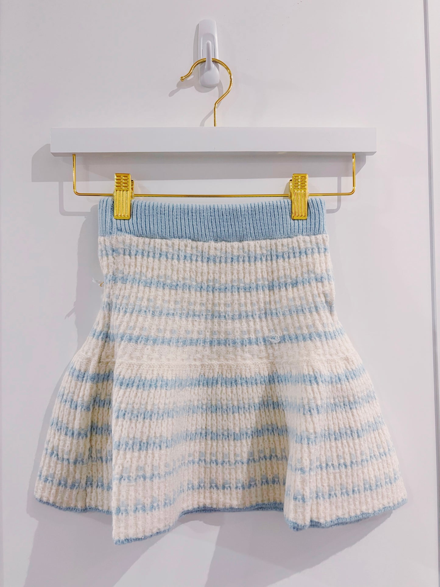 Blue Printed Sweater Skirt