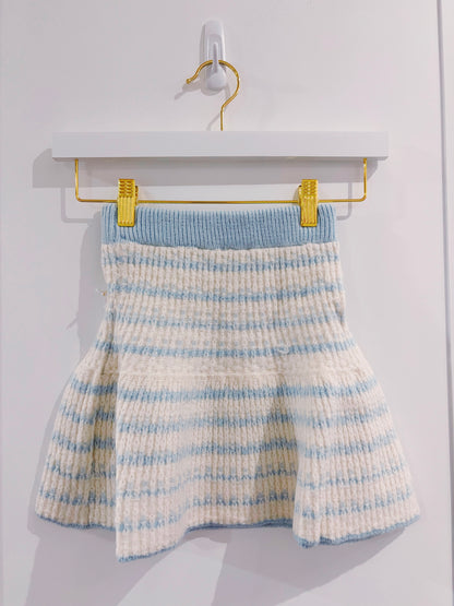 Blue Printed Sweater Skirt