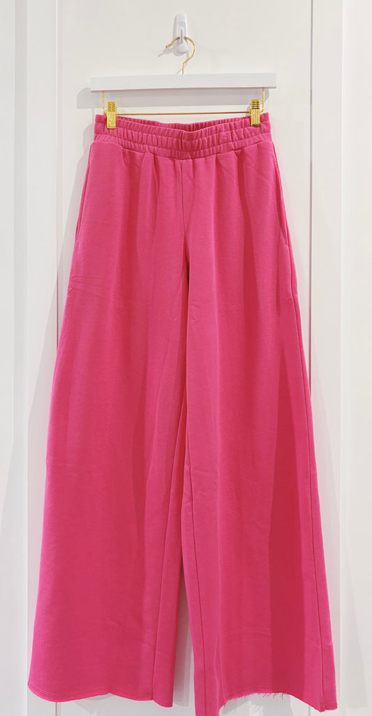 Hot Pink Wide Leg Cotton Jogger Sweatpants