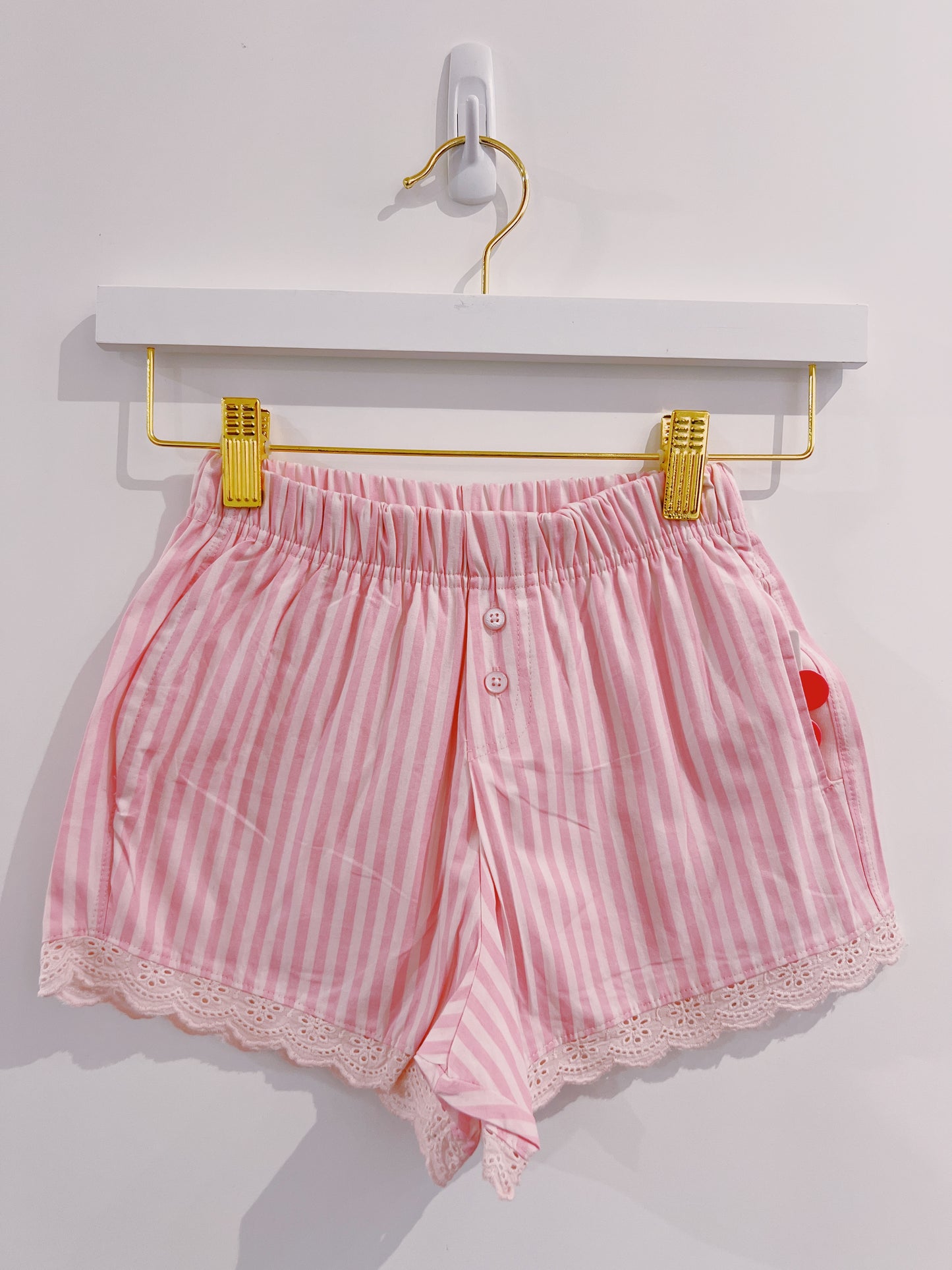 PF Pink Stripe Lace Trim Boxer Shorts
