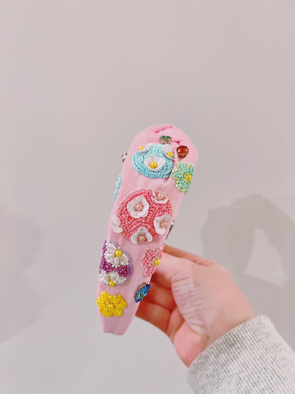 Easter Egg & Flower Beaded Headband