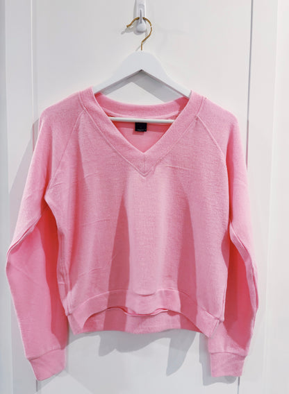 Suzette Adult Pink Cuddle Soft V-Neck Sweatshirt