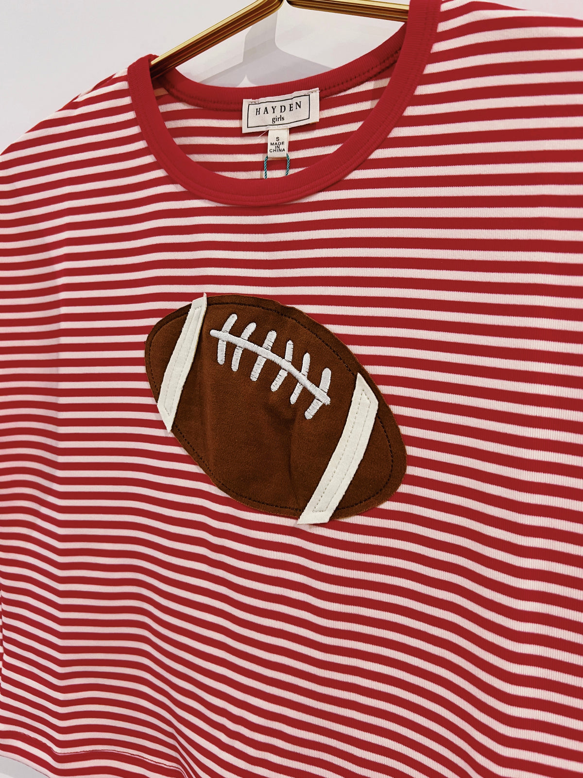 Hayden Red Football Patch Top