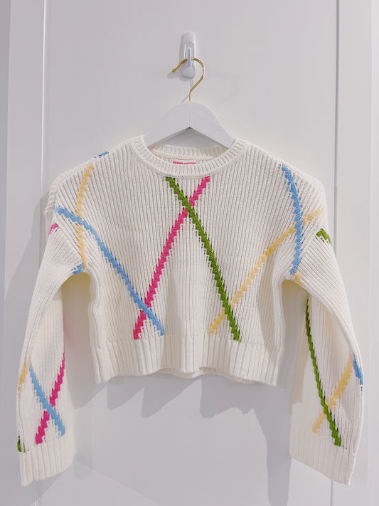 Design History Ivory Multi Color Design Sweater