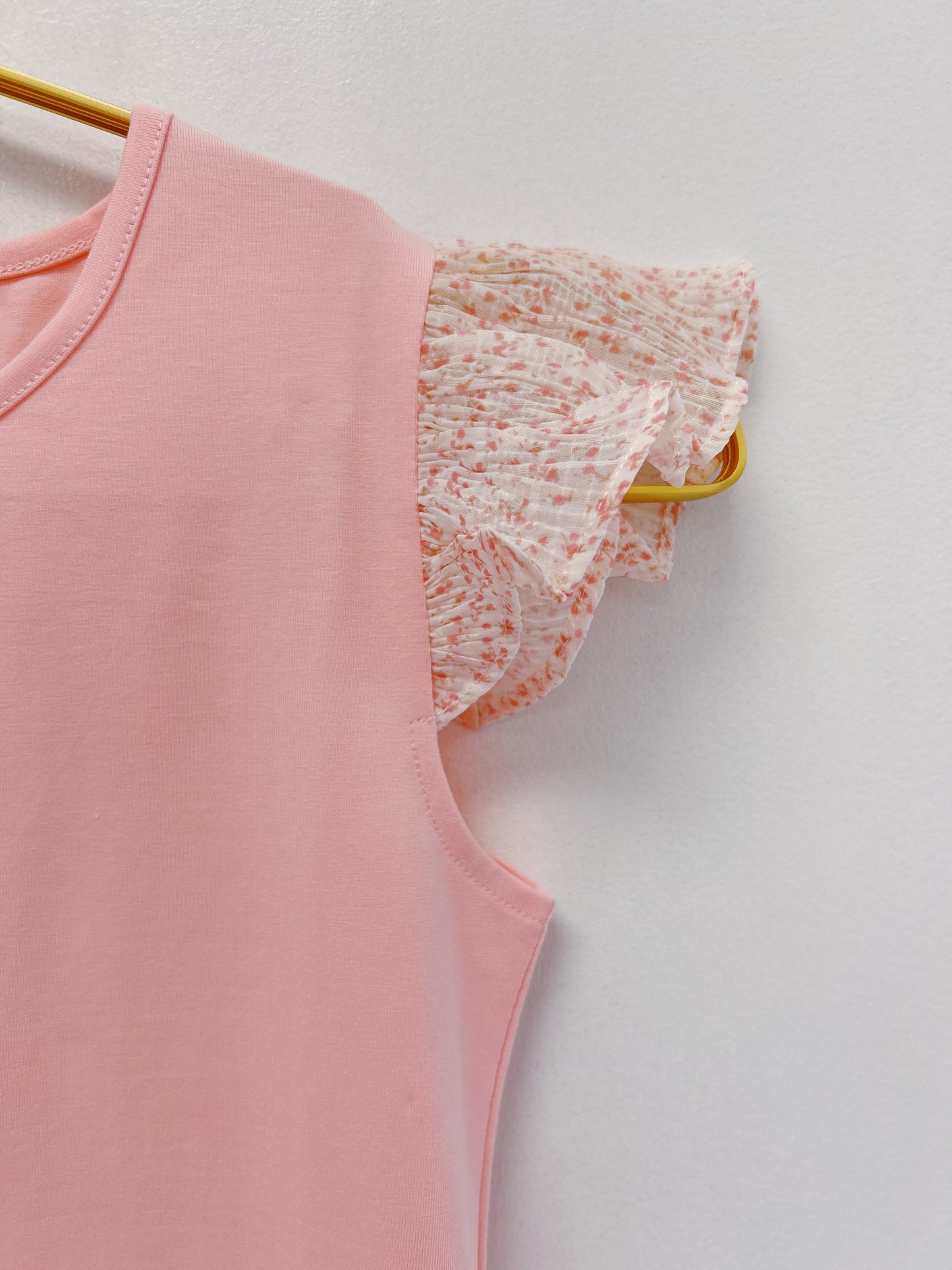 Little Olin Pink Flower Ruffle Top