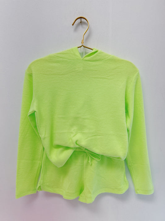 Super Soft Waffle Pullover Hoodie Lime Green