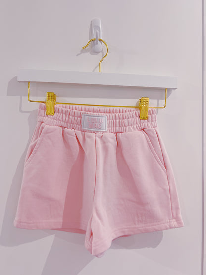 LuLu Mac Kid Terry Cloth Shorts- Light Pink