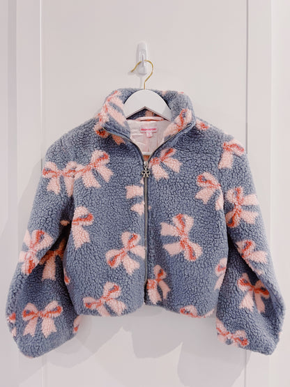 Design History Grey/Pink Bow Sherpa Jacket