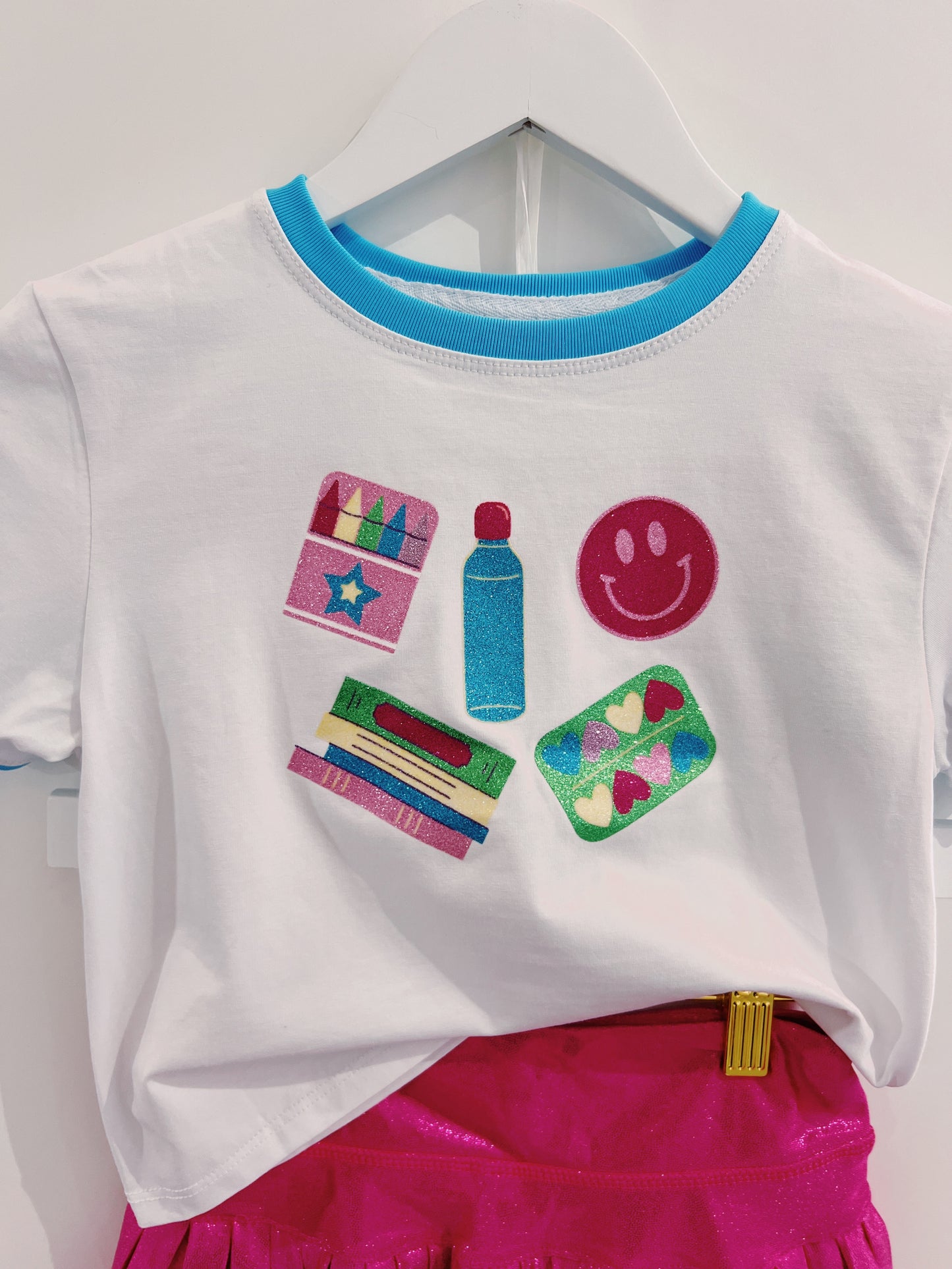 Azarhia Glitter School Elements White Boxy Tee