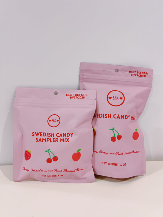 Swedish Candy Small Strawberry,Peach & Cherry Gummy Mix