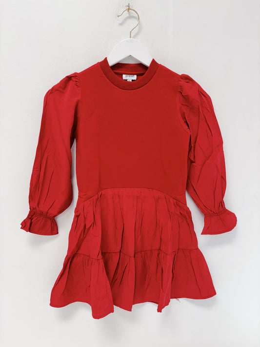 Pleat Red Cece Dress