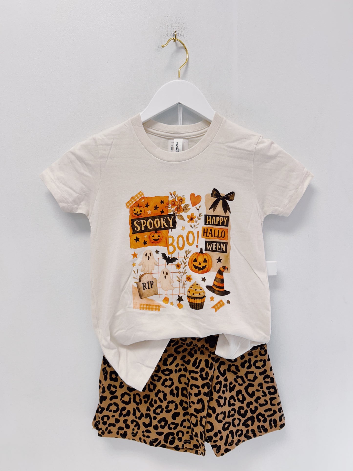 Vintage White Halloween Collage Graphic Tee