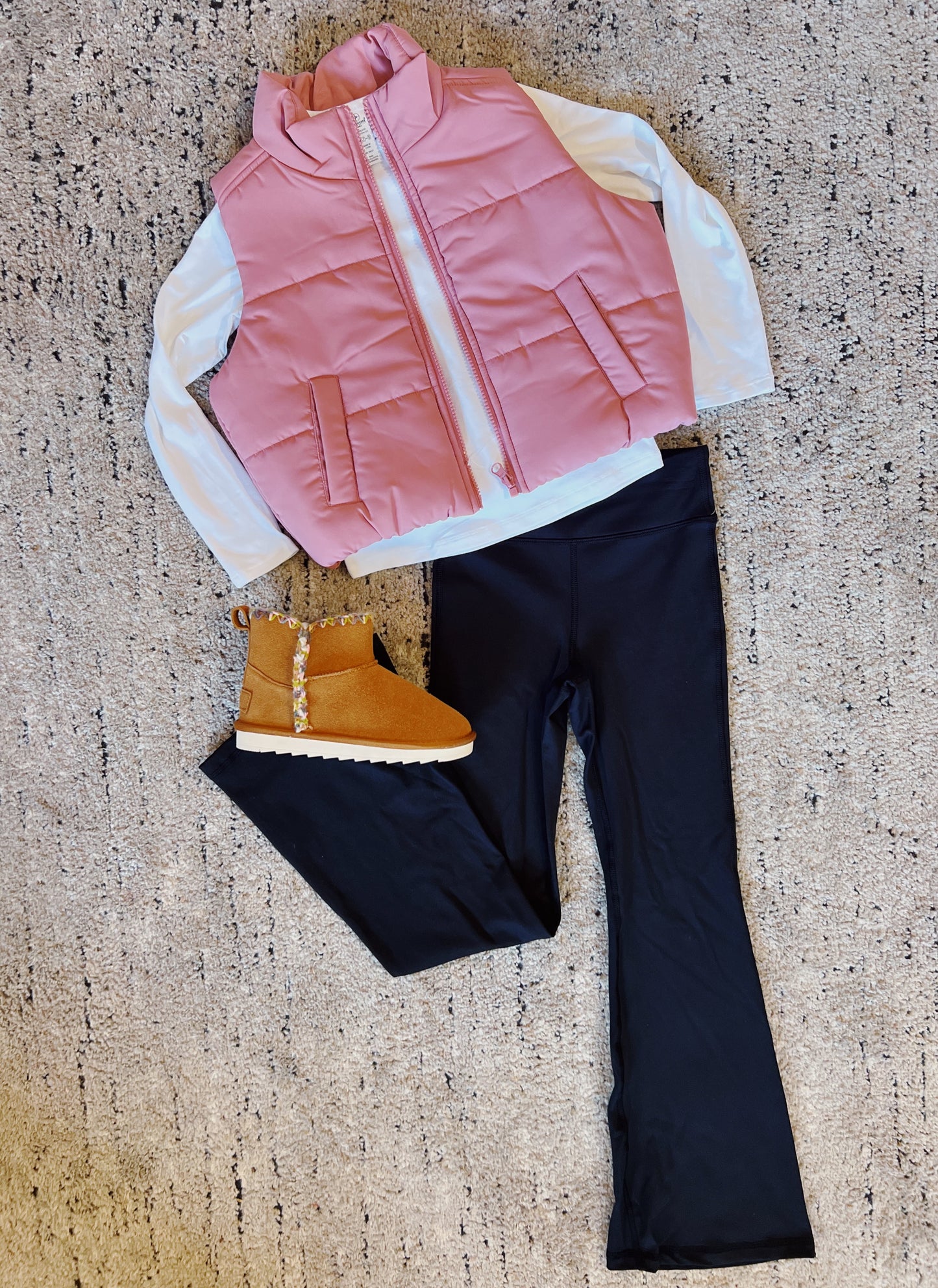Pink Puffer Vest 3 Pc Set