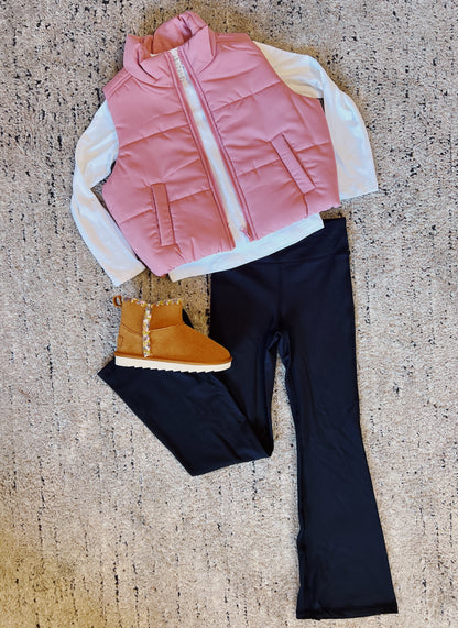 Pink Puffer Vest 3 Pc Set