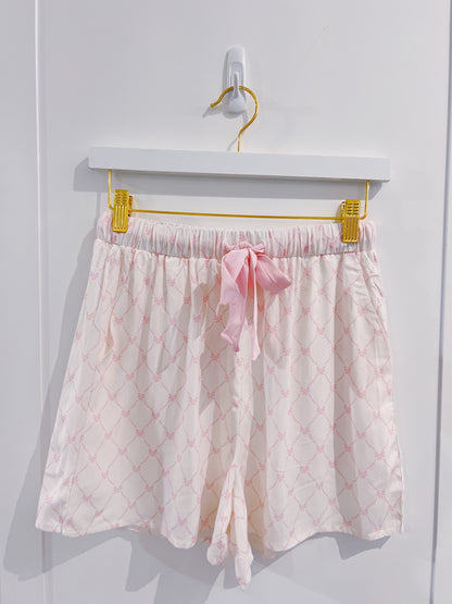 Juniors Bow Lattice Satin Lounge Set