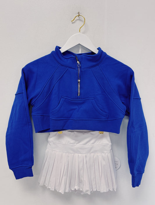Azarhia Cropped 1/4 Zip Sweatshirt- Royal