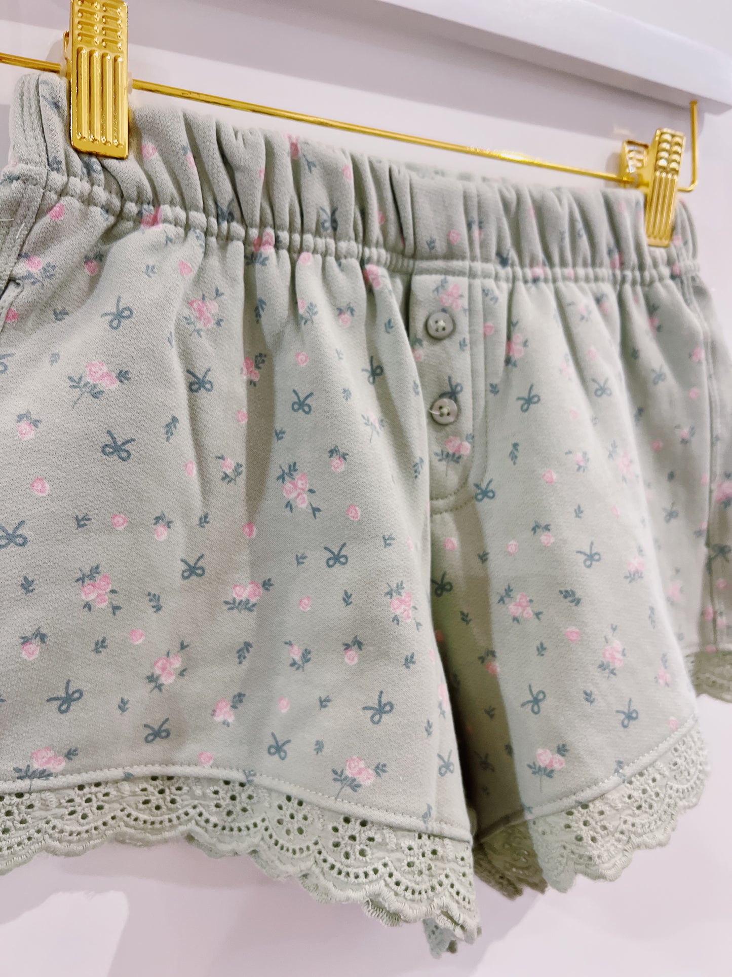 Paper Flower Floral Eyelet Trim Boxer Shorts