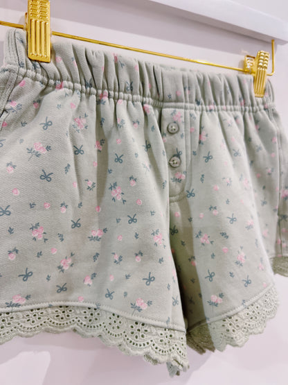 Paper Flower Floral Eyelet Trim Boxer Shorts