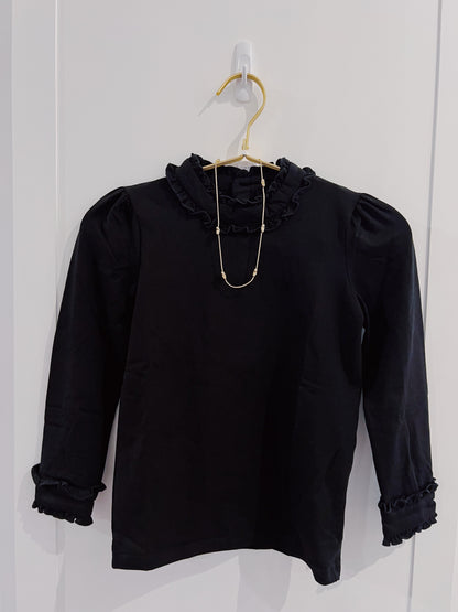LuLu BeBe Black Ruffle Collar Top