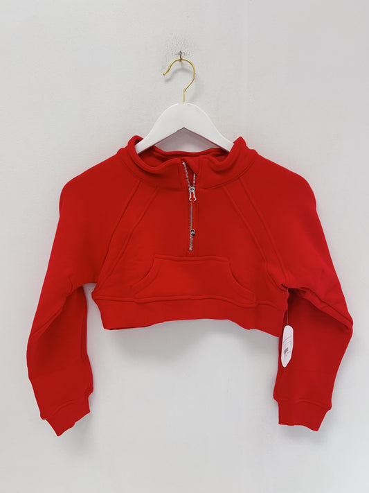 Azarhia Cropped 1/4 Zip Sweatshirt- Red