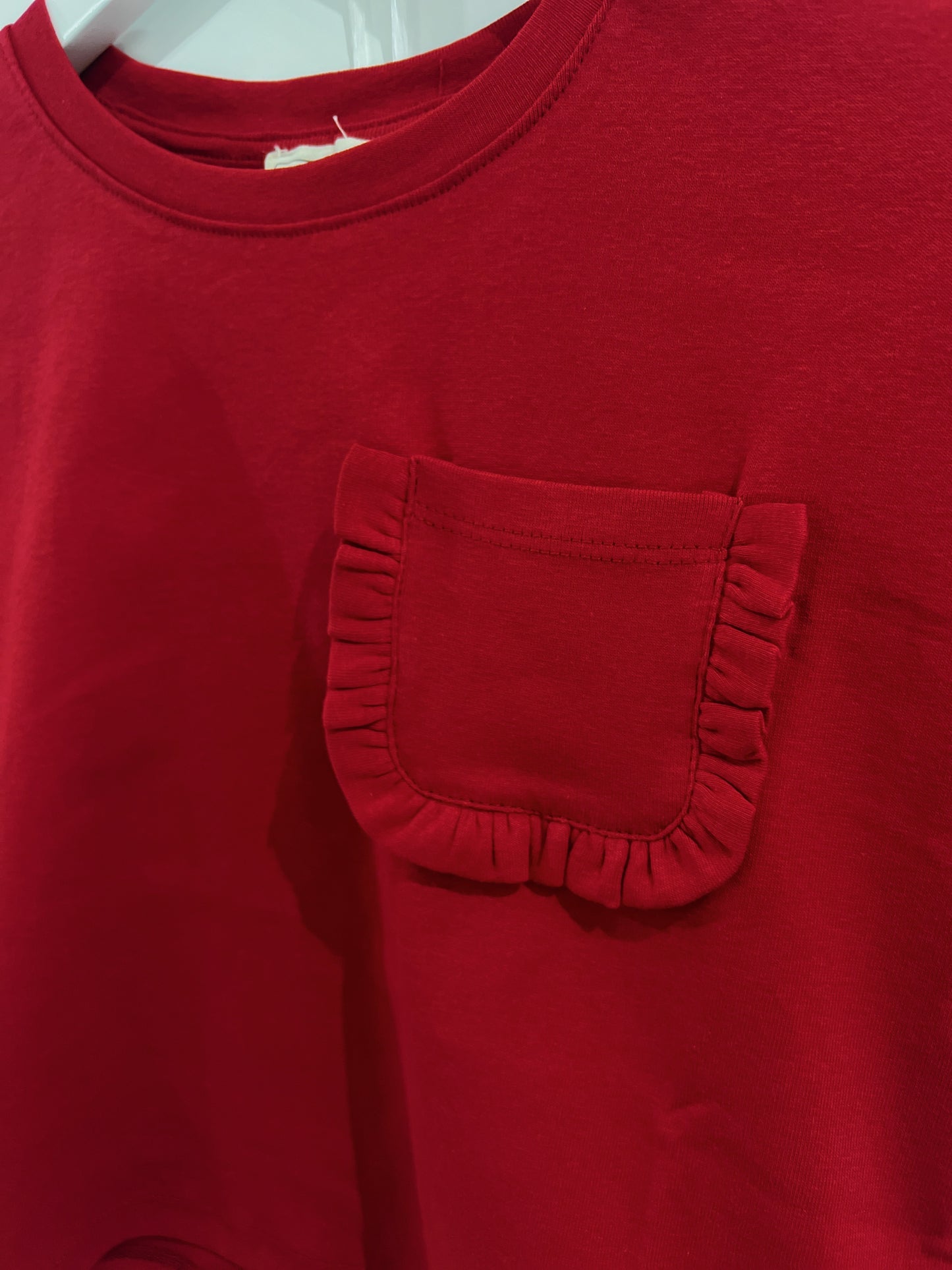 Hayden Red Ruffle Pocket Basic Tee