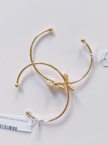 Gold Bow Accent Cuff Bracelet