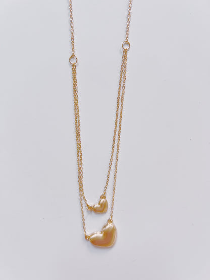 Gold 2 Layered Heart Necklace