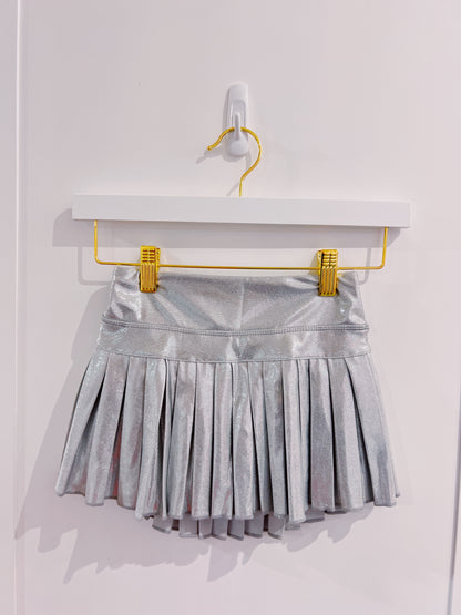 Silver Shimmer Mini Pleated Skort
