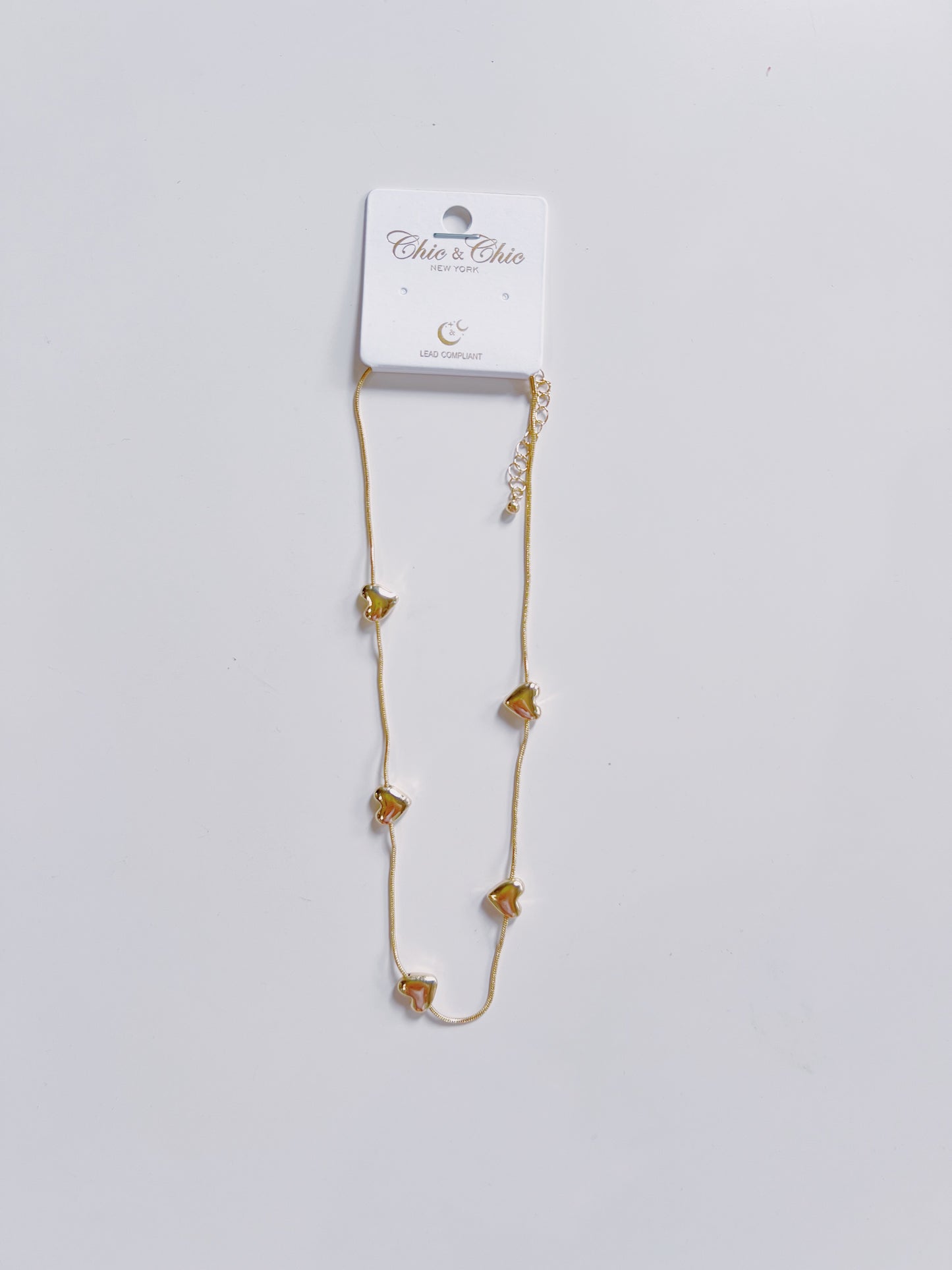 Gold Puffy Heart Necklace