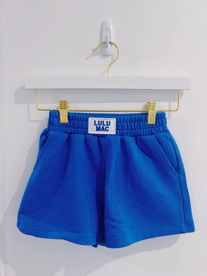 LuLu Mac Kid Terry Cloth Shorts- Bright Blue