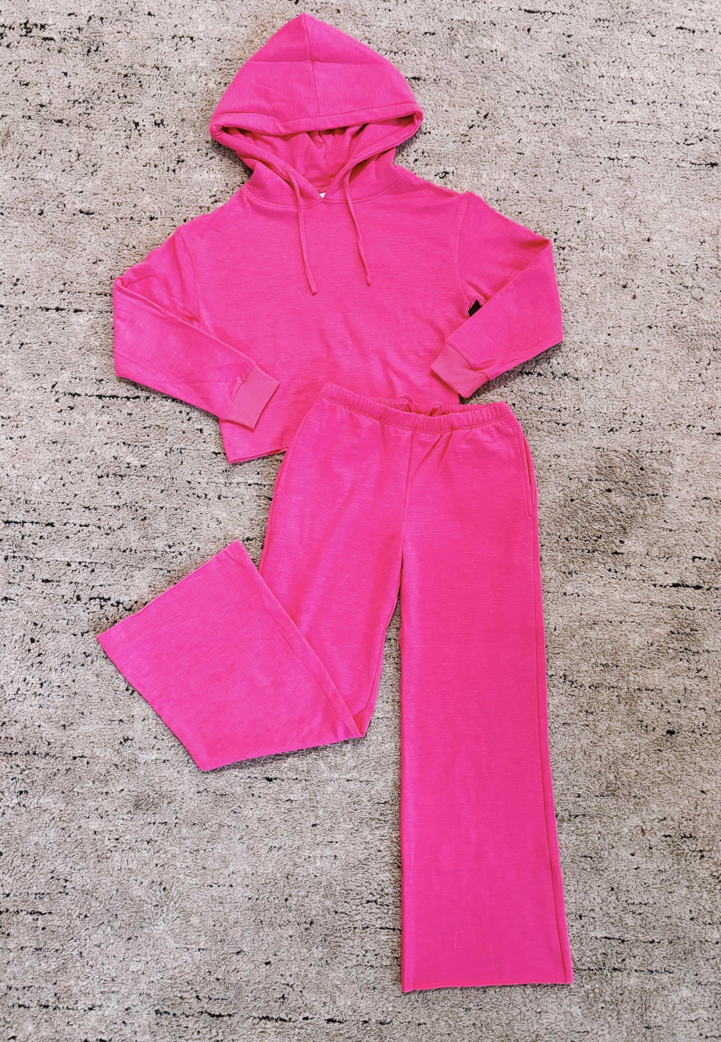 Flamingo Pink Cloud Raw Edge Hoodie