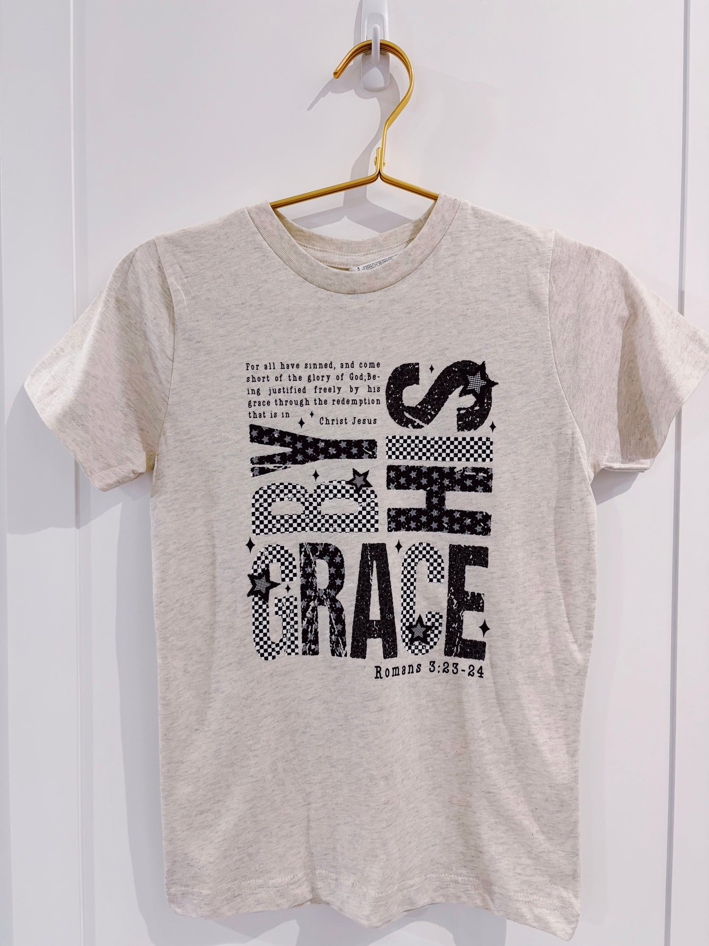 Heather Natural By His Grace Graphic Tee