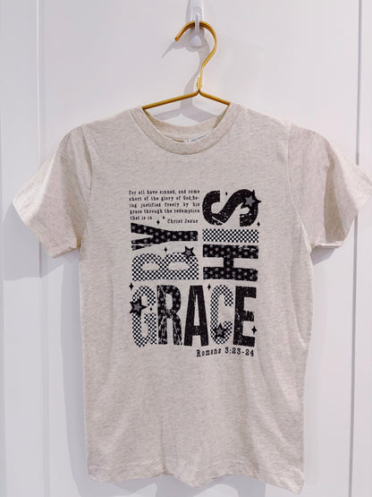 Heather Natural By His Grace Graphic Tee