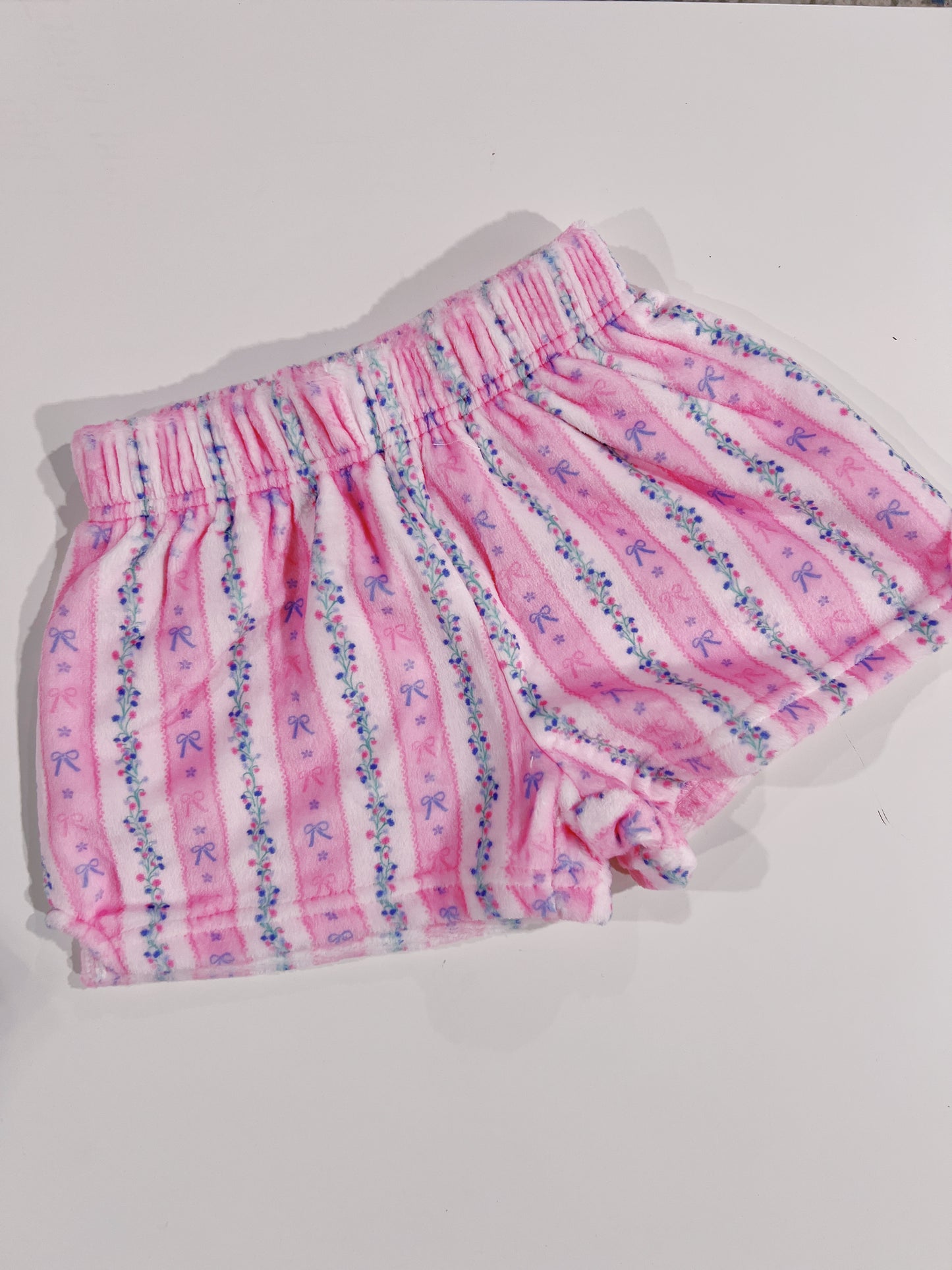 Floral Stripes Plush Shorts