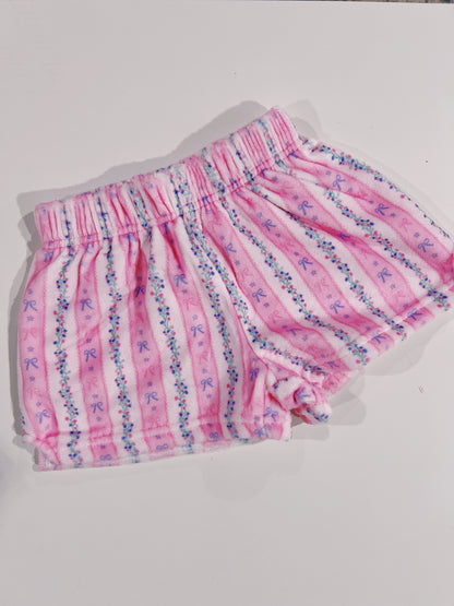 Floral Stripes Plush Shorts
