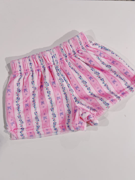 Floral Stripes Plush Shorts